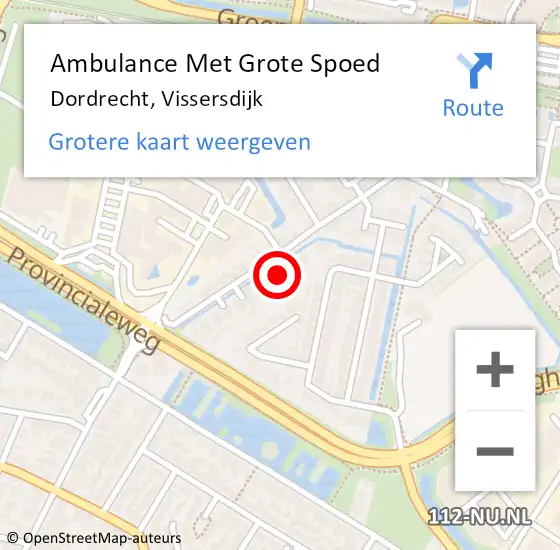 Locatie op kaart van de 112 melding: Ambulance Met Grote Spoed Naar Dordrecht, Vissersdijk op 28 december 2022 18:04