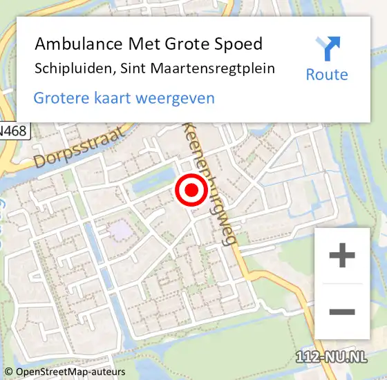 Locatie op kaart van de 112 melding: Ambulance Met Grote Spoed Naar Schipluiden, Sint Maartensregtplein op 28 december 2022 18:33