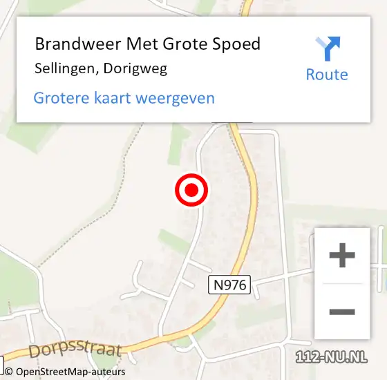 Locatie op kaart van de 112 melding: Brandweer Met Grote Spoed Naar Sellingen, Dorigweg op 28 december 2022 19:00