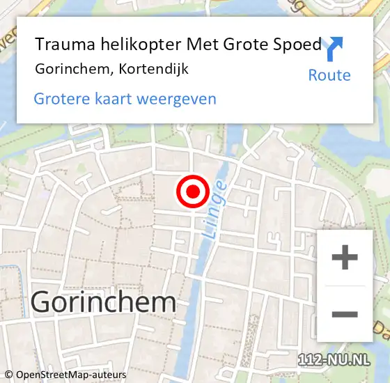 Locatie op kaart van de 112 melding: Trauma helikopter Met Grote Spoed Naar Gorinchem, Kortendijk op 28 december 2022 19:08