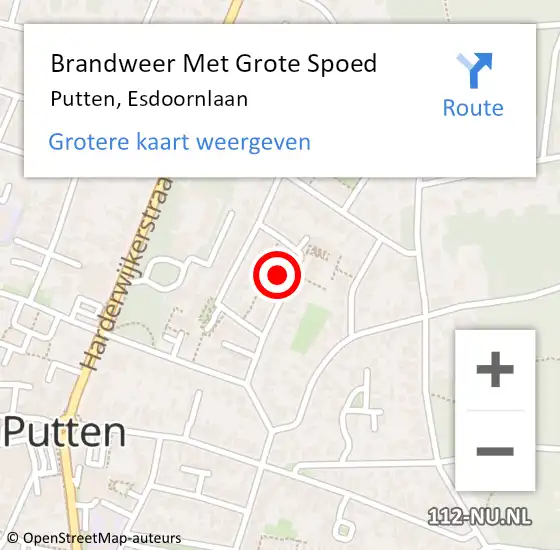 Locatie op kaart van de 112 melding: Brandweer Met Grote Spoed Naar Putten, Esdoornlaan op 28 december 2022 19:13