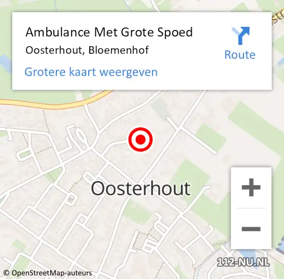 Locatie op kaart van de 112 melding: Ambulance Met Grote Spoed Naar Oosterhout, Bloemenhof op 28 december 2022 19:19