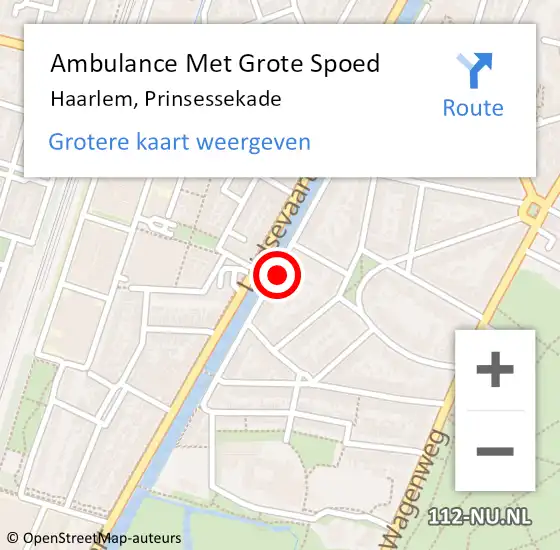 Locatie op kaart van de 112 melding: Ambulance Met Grote Spoed Naar Haarlem, Prinsessekade op 28 december 2022 19:49