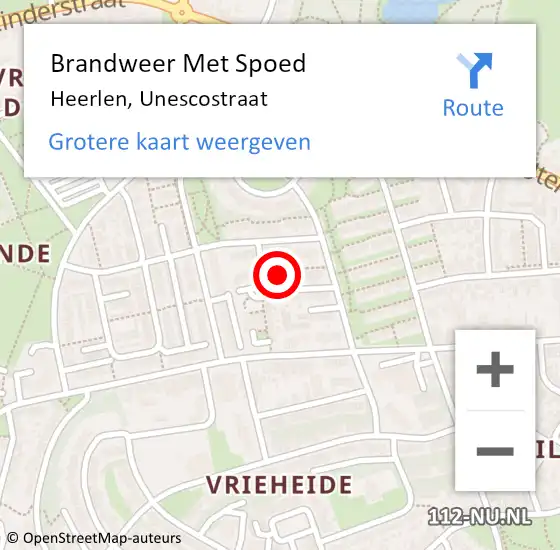 Locatie op kaart van de 112 melding: Brandweer Met Spoed Naar Heerlen, Unescostraat op 28 december 2022 19:49