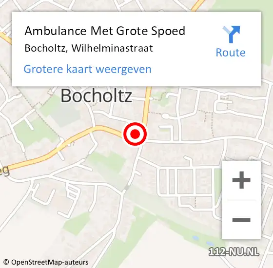 Locatie op kaart van de 112 melding: Ambulance Met Grote Spoed Naar Bocholtz, Wilhelminastraat op 10 augustus 2014 05:10