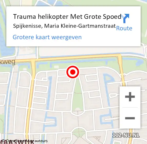 Locatie op kaart van de 112 melding: Trauma helikopter Met Grote Spoed Naar Spijkenisse, Maria Kleine-Gartmanstraat op 28 december 2022 19:57