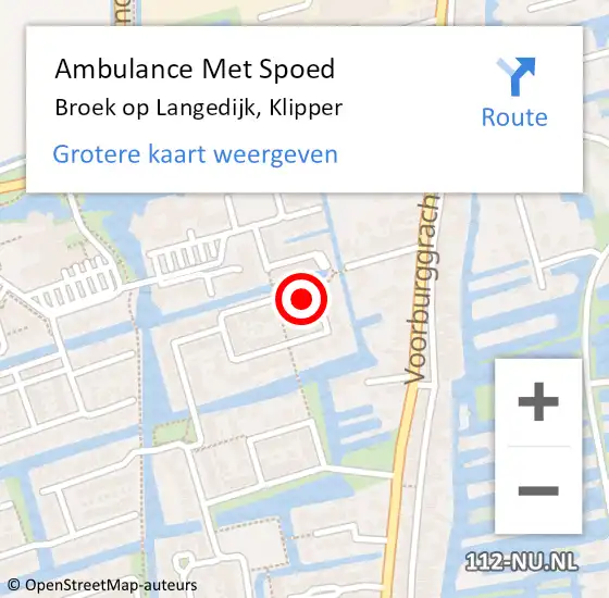 Locatie op kaart van de 112 melding: Ambulance Met Spoed Naar Broek op Langedijk, Klipper op 28 december 2022 20:02