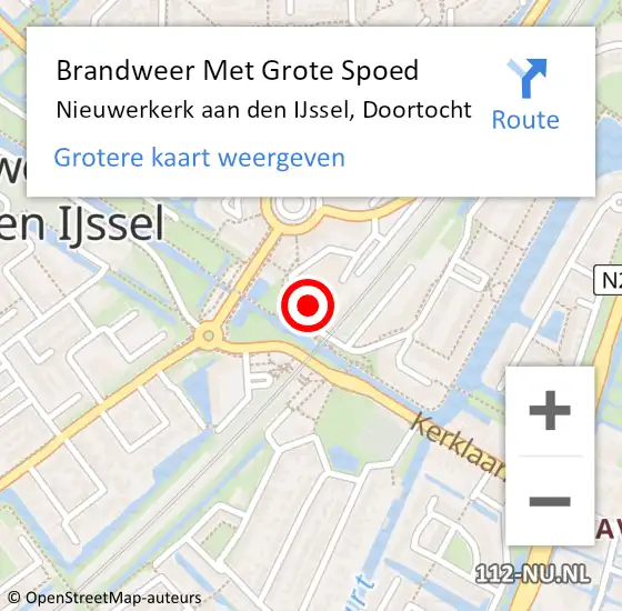 Locatie op kaart van de 112 melding: Brandweer Met Grote Spoed Naar Nieuwerkerk aan den IJssel, Doortocht op 28 december 2022 20:04