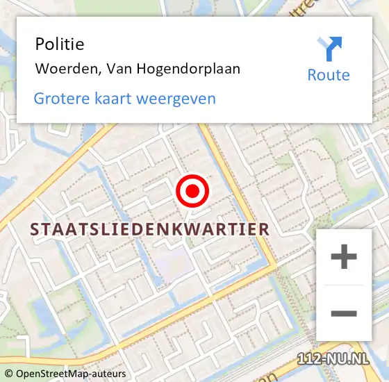 Locatie op kaart van de 112 melding: Politie Woerden, Van Hogendorplaan op 28 december 2022 20:25