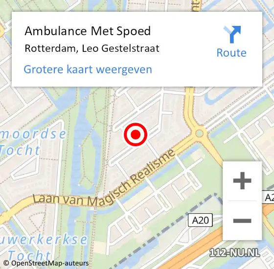 Locatie op kaart van de 112 melding: Ambulance Met Spoed Naar Rotterdam, Leo Gestelstraat op 28 december 2022 20:32