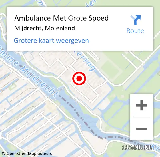 Locatie op kaart van de 112 melding: Ambulance Met Grote Spoed Naar Mijdrecht, Molenland op 28 december 2022 20:48