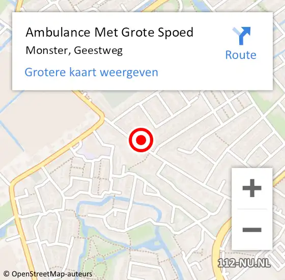 Locatie op kaart van de 112 melding: Ambulance Met Grote Spoed Naar Monster, Geestweg op 28 december 2022 20:51