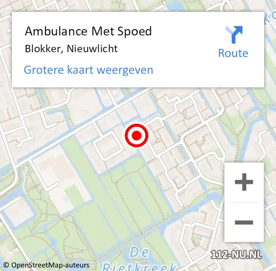 Locatie op kaart van de 112 melding: Ambulance Met Spoed Naar Blokker, Nieuwlicht op 28 december 2022 21:15