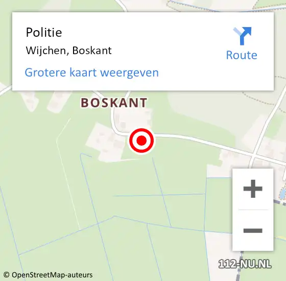 Locatie op kaart van de 112 melding: Politie Wijchen, Boskant op 28 december 2022 21:30