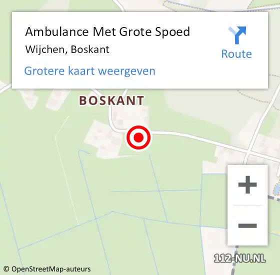 Locatie op kaart van de 112 melding: Ambulance Met Grote Spoed Naar Wijchen, Boskant op 28 december 2022 21:30