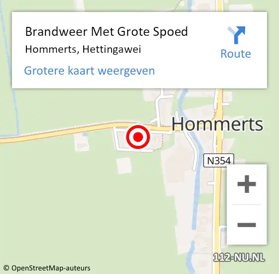 Locatie op kaart van de 112 melding: Brandweer Met Grote Spoed Naar Hommerts, Hettingawei op 28 december 2022 21:36
