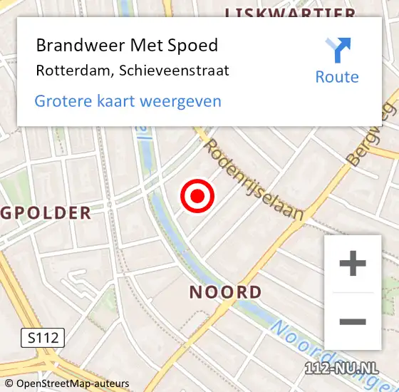 Locatie op kaart van de 112 melding: Brandweer Met Spoed Naar Rotterdam, Schieveenstraat op 28 december 2022 22:15