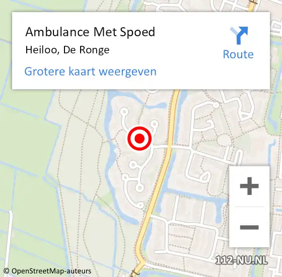 Locatie op kaart van de 112 melding: Ambulance Met Spoed Naar Heiloo, De Ronge op 28 december 2022 22:20