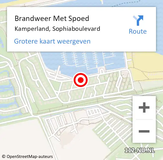 Locatie op kaart van de 112 melding: Brandweer Met Spoed Naar Kamperland, Sophiaboulevard op 28 december 2022 22:24
