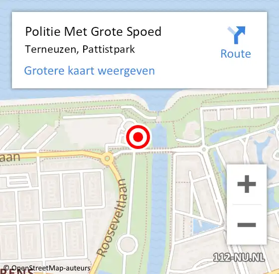 Locatie op kaart van de 112 melding: Politie Met Grote Spoed Naar Terneuzen, Pattistpark op 28 december 2022 22:32