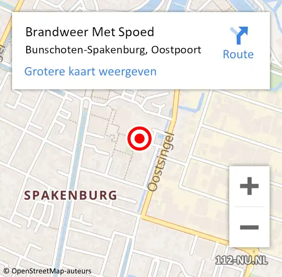 Locatie op kaart van de 112 melding: Brandweer Met Spoed Naar Bunschoten-Spakenburg, Oostpoort op 28 december 2022 22:36