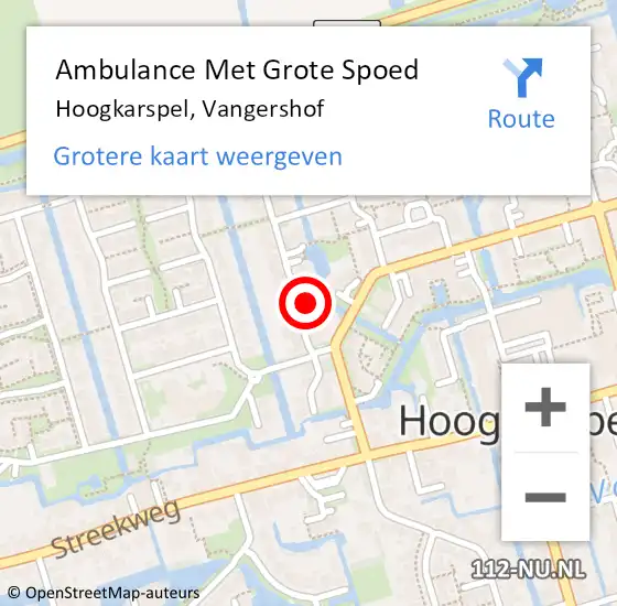 Locatie op kaart van de 112 melding: Ambulance Met Grote Spoed Naar Hoogkarspel, Vangershof op 28 december 2022 23:34