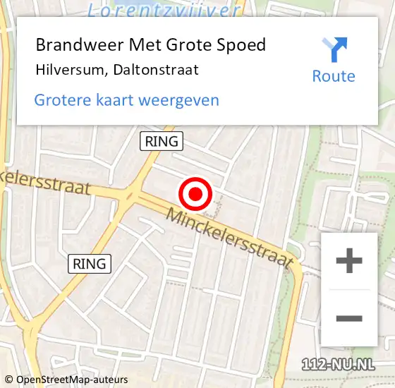 Locatie op kaart van de 112 melding: Brandweer Met Grote Spoed Naar Hilversum, Daltonstraat op 29 december 2022 00:21