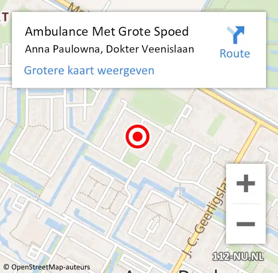 Locatie op kaart van de 112 melding: Ambulance Met Grote Spoed Naar Anna Paulowna, Dokter Veenislaan op 29 december 2022 00:23