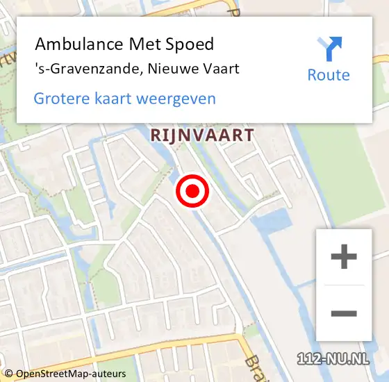 Locatie op kaart van de 112 melding: Ambulance Met Spoed Naar 's-Gravenzande, Nieuwe Vaart op 29 december 2022 00:28