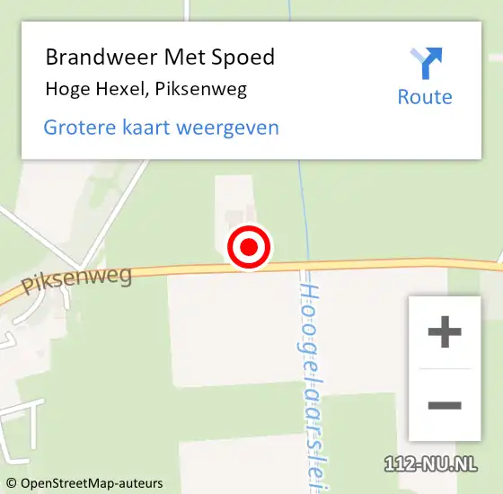 Locatie op kaart van de 112 melding: Brandweer Met Spoed Naar Hoge Hexel, Piksenweg op 29 december 2022 01:00