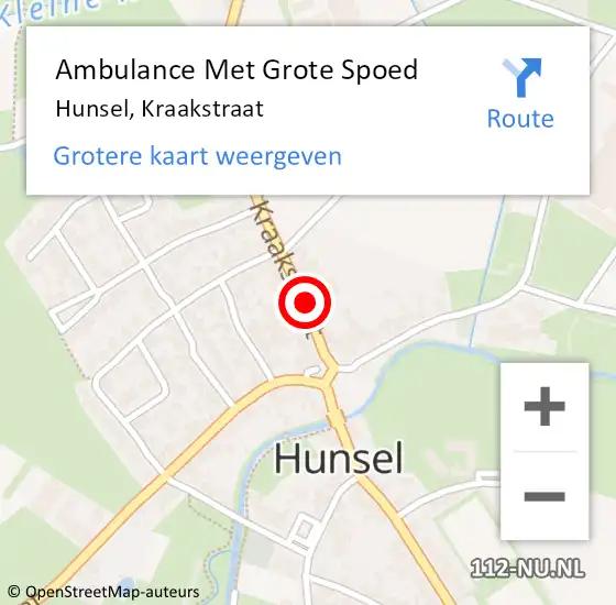 Locatie op kaart van de 112 melding: Ambulance Met Grote Spoed Naar Hunsel, Kraakstraat op 29 december 2022 01:11