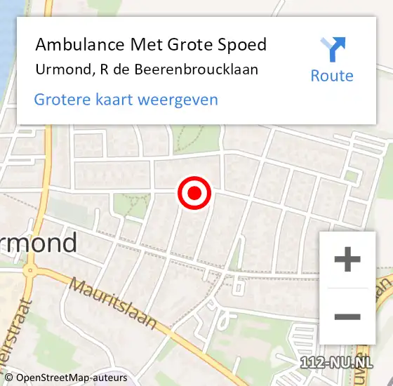 Locatie op kaart van de 112 melding: Ambulance Met Grote Spoed Naar Urmond, R de Beerenbroucklaan op 10 augustus 2014 06:54