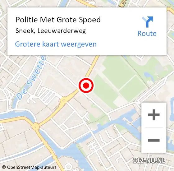 Locatie op kaart van de 112 melding: Politie Met Grote Spoed Naar Sneek, Leeuwarderweg op 29 december 2022 01:48