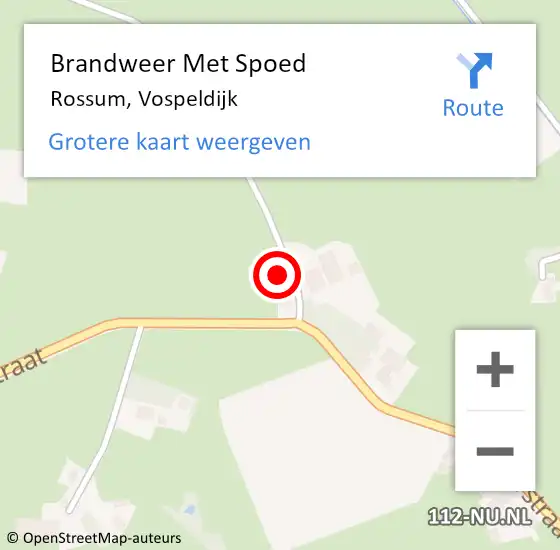 Locatie op kaart van de 112 melding: Brandweer Met Spoed Naar Rossum, Vospeldijk op 29 december 2022 02:26
