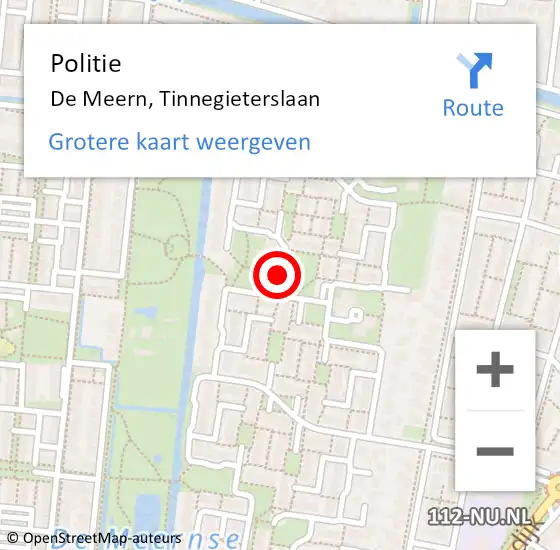 Locatie op kaart van de 112 melding: Politie De Meern, Tinnegieterslaan op 29 december 2022 02:27