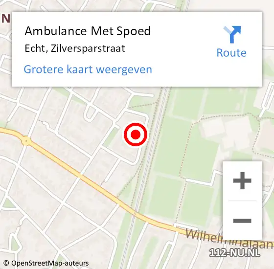 Locatie op kaart van de 112 melding: Ambulance Met Spoed Naar Echt, Zilversparstraat op 29 december 2022 02:34