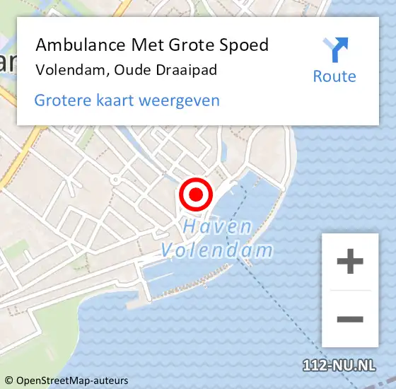 Locatie op kaart van de 112 melding: Ambulance Met Grote Spoed Naar Volendam, Oude Draaipad op 29 december 2022 02:49
