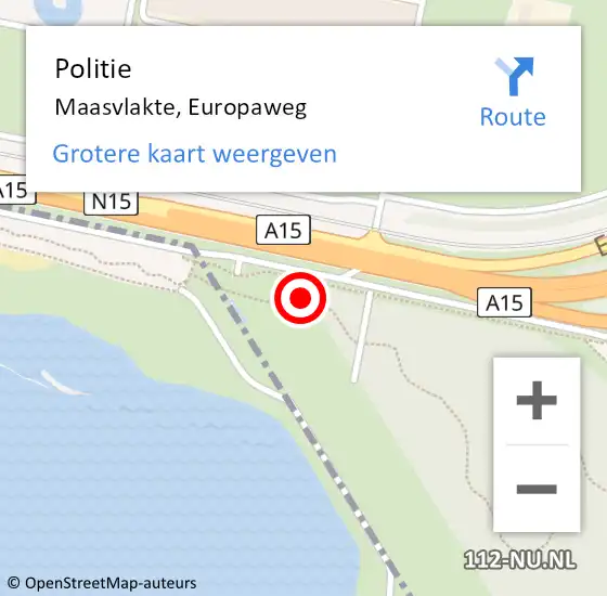 Locatie op kaart van de 112 melding: Politie Maasvlakte, Europaweg op 29 december 2022 03:13