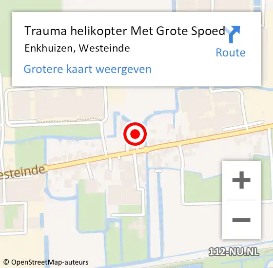 Locatie op kaart van de 112 melding: Trauma helikopter Met Grote Spoed Naar Enkhuizen, Westeinde op 29 december 2022 03:37