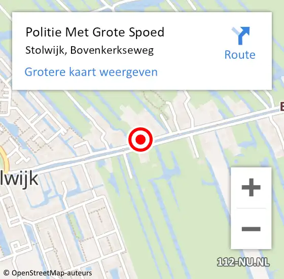 Locatie op kaart van de 112 melding: Politie Met Grote Spoed Naar Stolwijk, Bovenkerkseweg op 29 december 2022 03:37