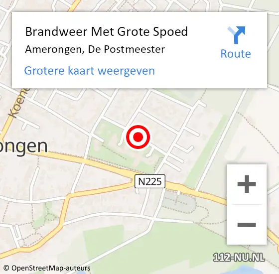 Locatie op kaart van de 112 melding: Brandweer Met Grote Spoed Naar Amerongen, De Postmeester op 10 augustus 2014 07:15