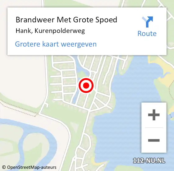 Locatie op kaart van de 112 melding: Brandweer Met Grote Spoed Naar Hank, Kurenpolderweg op 29 december 2022 04:49