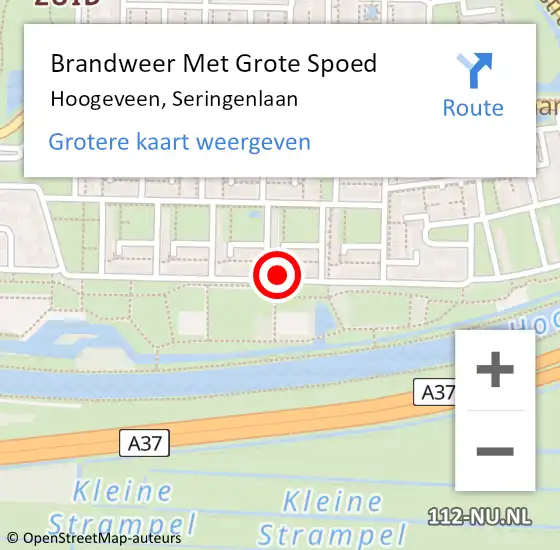 Locatie op kaart van de 112 melding: Brandweer Met Grote Spoed Naar Hoogeveen, Seringenlaan op 29 december 2022 04:49