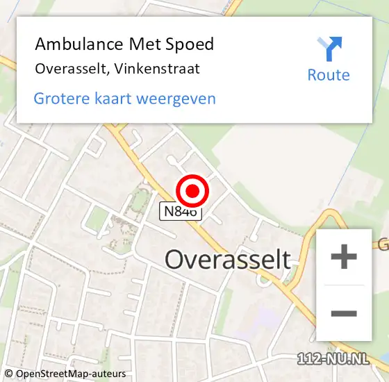 Locatie op kaart van de 112 melding: Ambulance Met Spoed Naar Overasselt, Vinkenstraat op 29 december 2022 05:02