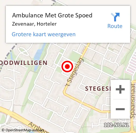 Locatie op kaart van de 112 melding: Ambulance Met Grote Spoed Naar Zevenaar, Horteler op 29 december 2022 06:00