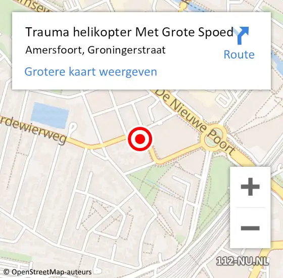 Locatie op kaart van de 112 melding: Trauma helikopter Met Grote Spoed Naar Amersfoort, Groningerstraat op 29 december 2022 06:52