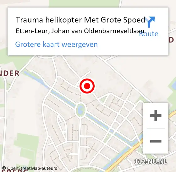 Locatie op kaart van de 112 melding: Trauma helikopter Met Grote Spoed Naar Etten-Leur, Johan van Oldenbarneveltlaan op 29 december 2022 07:33