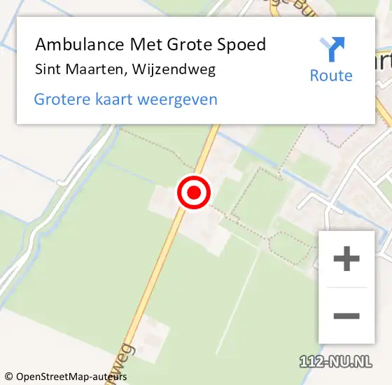 Locatie op kaart van de 112 melding: Ambulance Met Grote Spoed Naar Sint Maarten, Wijzendweg op 29 december 2022 07:50