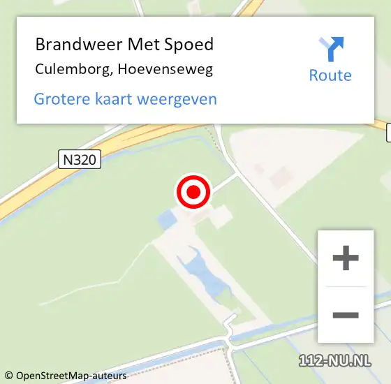 Locatie op kaart van de 112 melding: Brandweer Met Spoed Naar Culemborg, Hoevenseweg op 29 december 2022 07:57