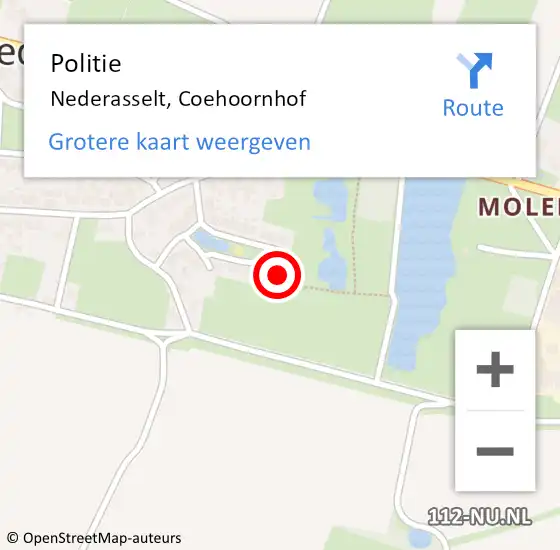 Locatie op kaart van de 112 melding: Politie Nederasselt, Coehoornhof op 29 december 2022 08:02